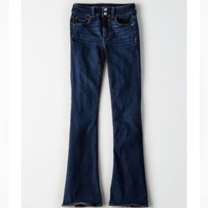 COPY - American Eagle High Waisted Artist Flare Dark Denim Jean size 4 Long